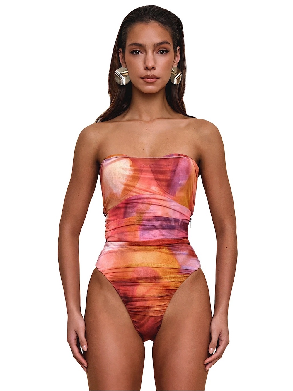 Andrea Iyamah Sunset Gradient One-Piece Swimsuit in Red, Orange & Purple